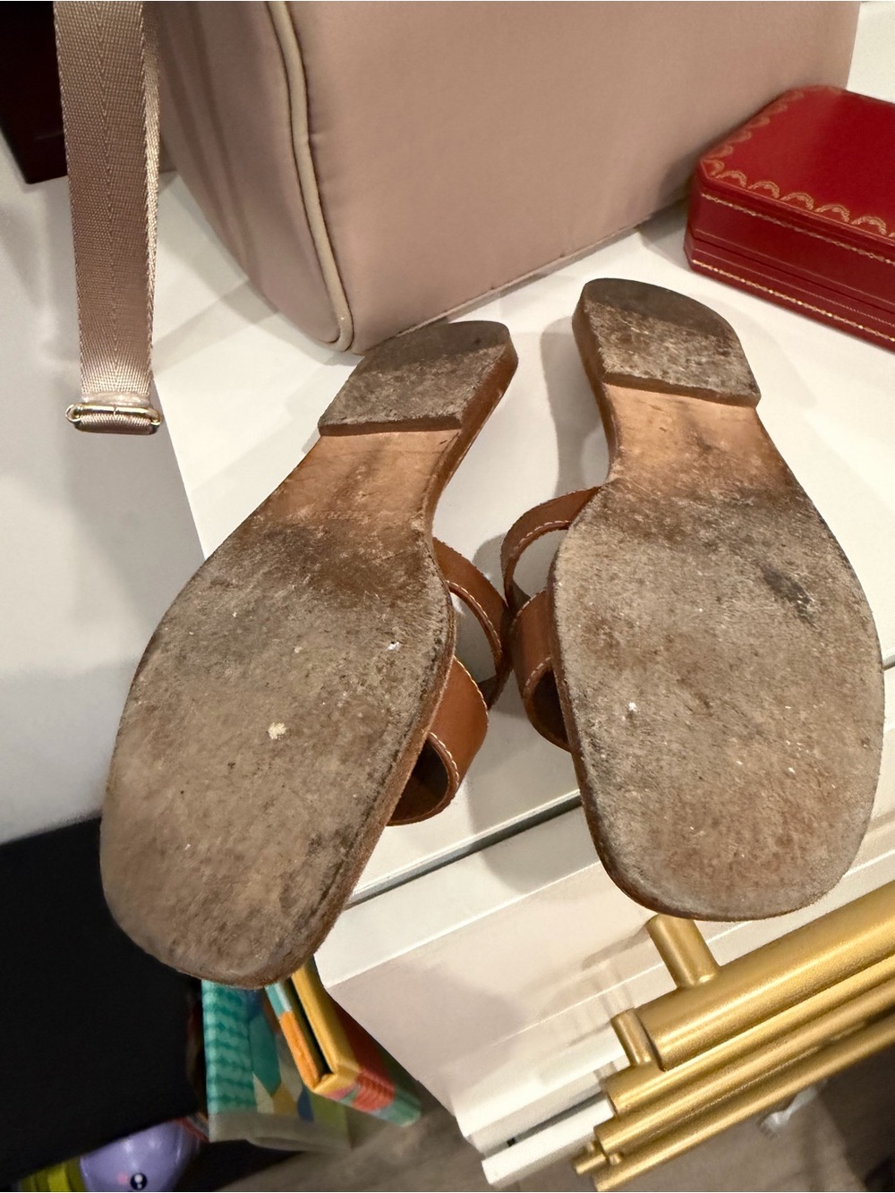 Hermes Brown Leather H-strap Slide Sandals - Picture 2 of 7